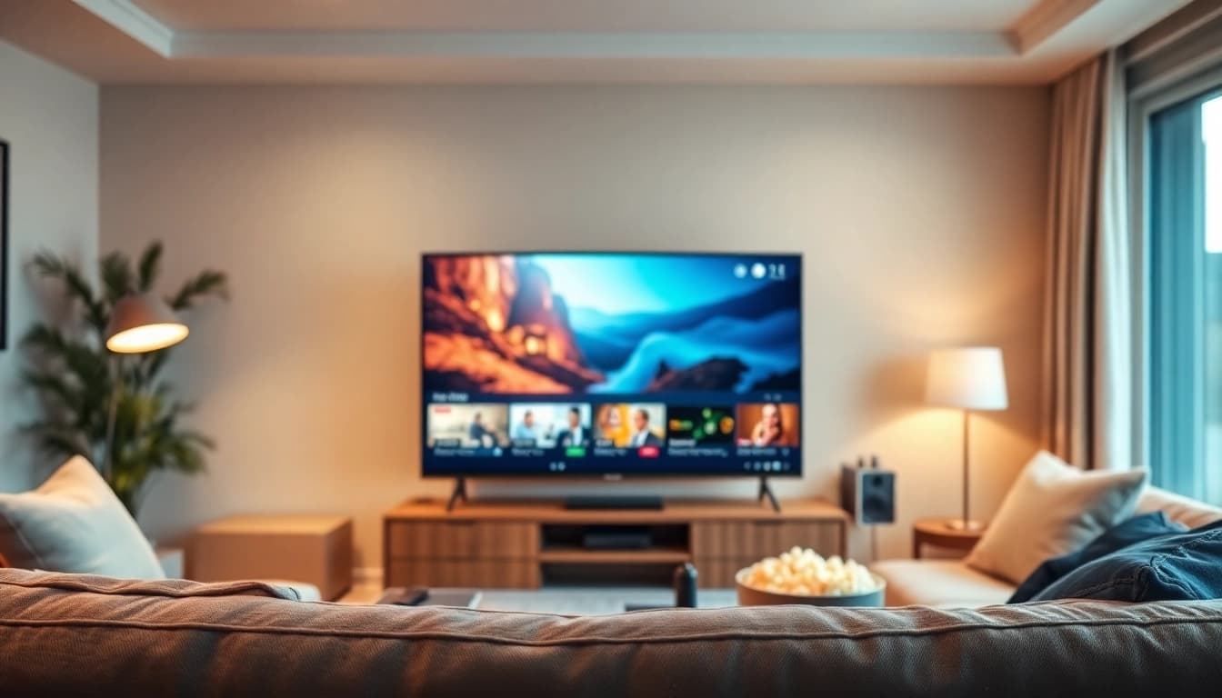 Watch iron iptv content on a modern setup in a cozy living room setting.