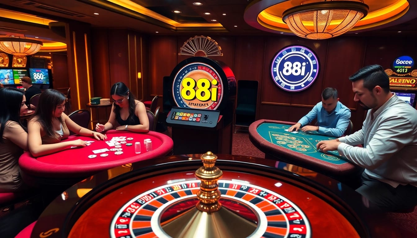 Players winning big at the 88i roulette table in a luxurious casino setting.