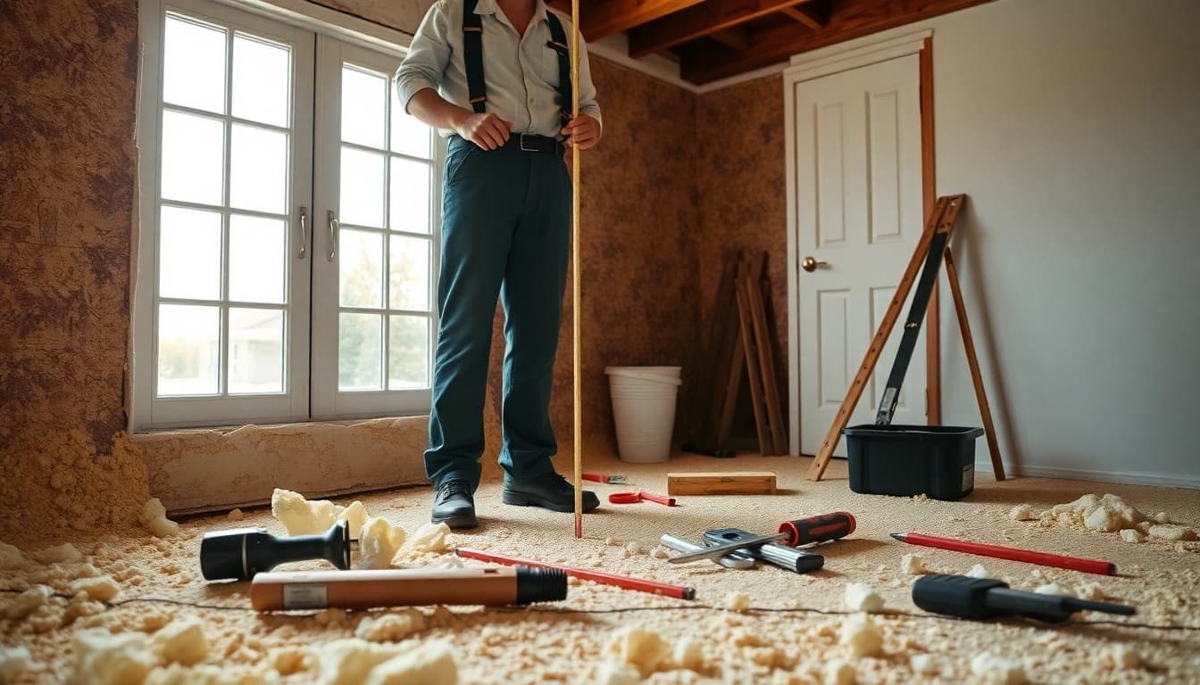 Evaluate a spray foam removal estimate with a contractor examining the site closely.