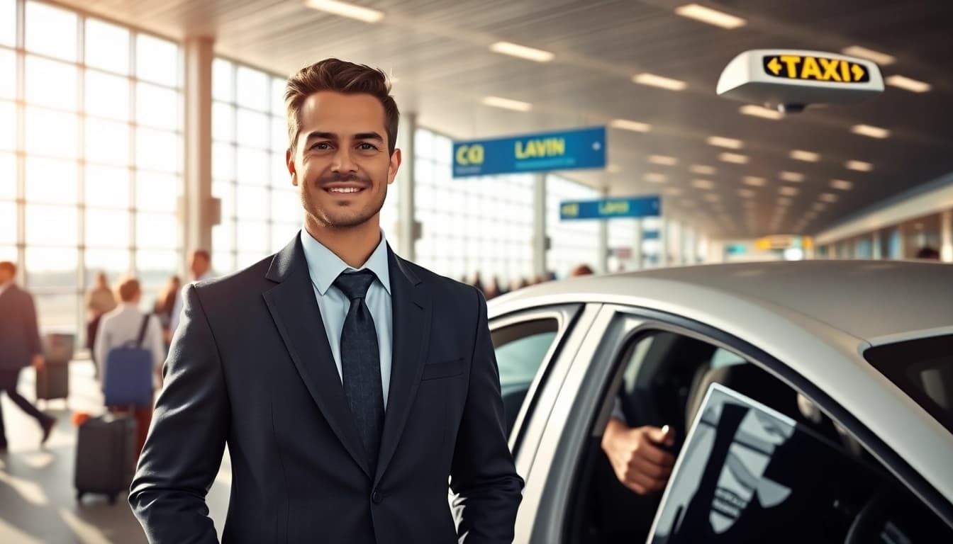 Taxi service ready for travelers at Gatwick Airport with professional driver and modern vehicle.