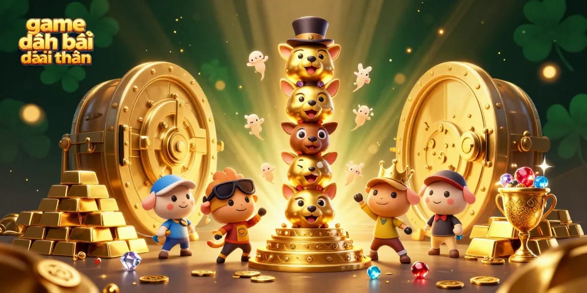 Engage in game đánh bài đổi thưởng with a vibrant, detailed casino-themed 3D illustration.