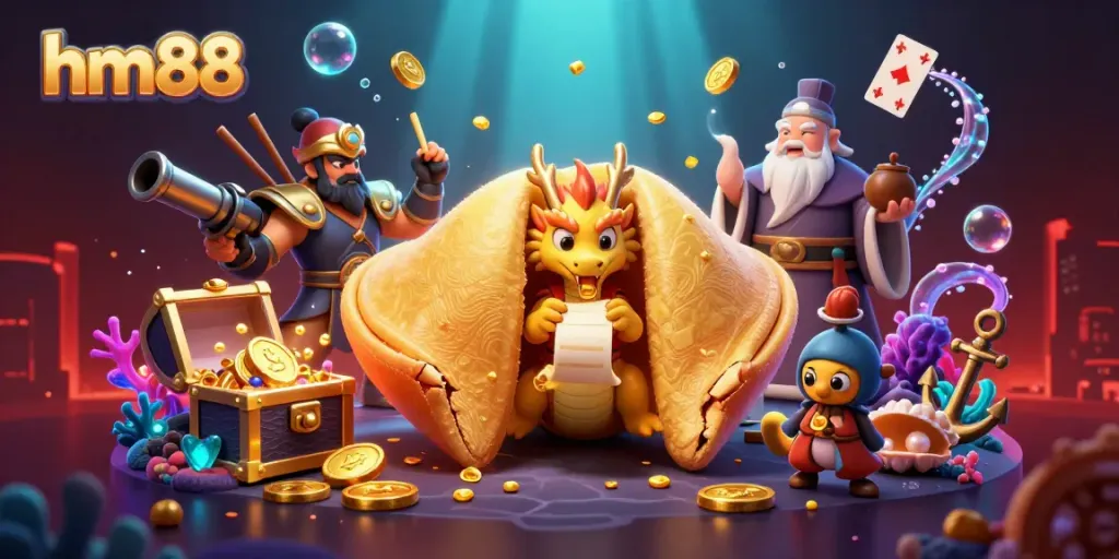 Engage with hm88's immersive casino experience featuring vibrant characters and dynamic game elements.