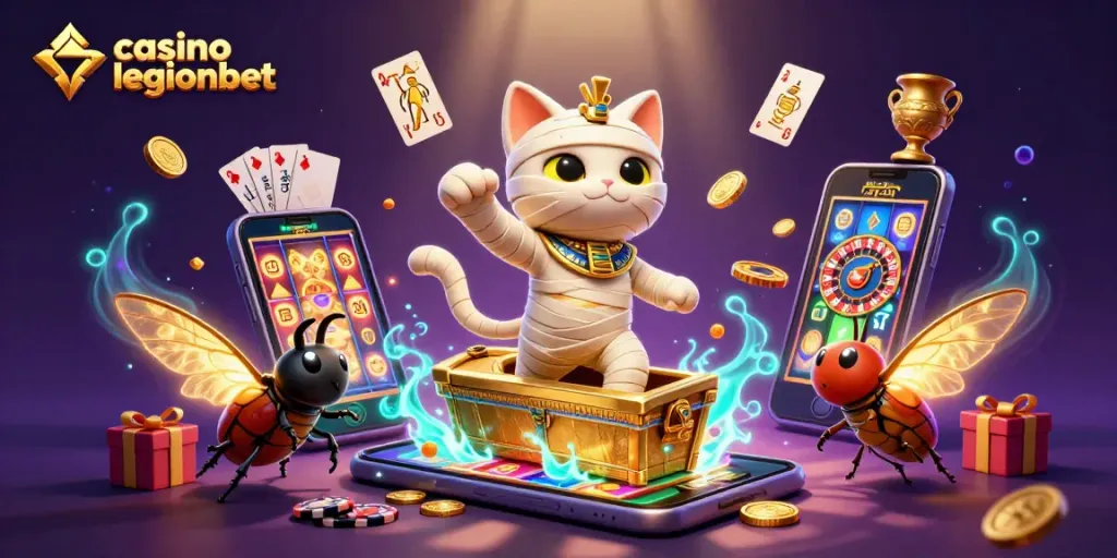 Engage with casino legionbet through a dynamic, vibrant 3D casino scene filled with excitement.