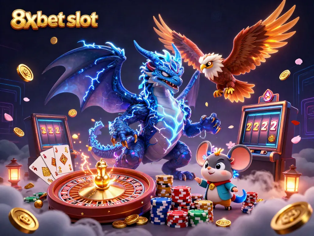 Experience thrilling wins with 8xbet slot featuring dynamic casino elements and colorful characters.