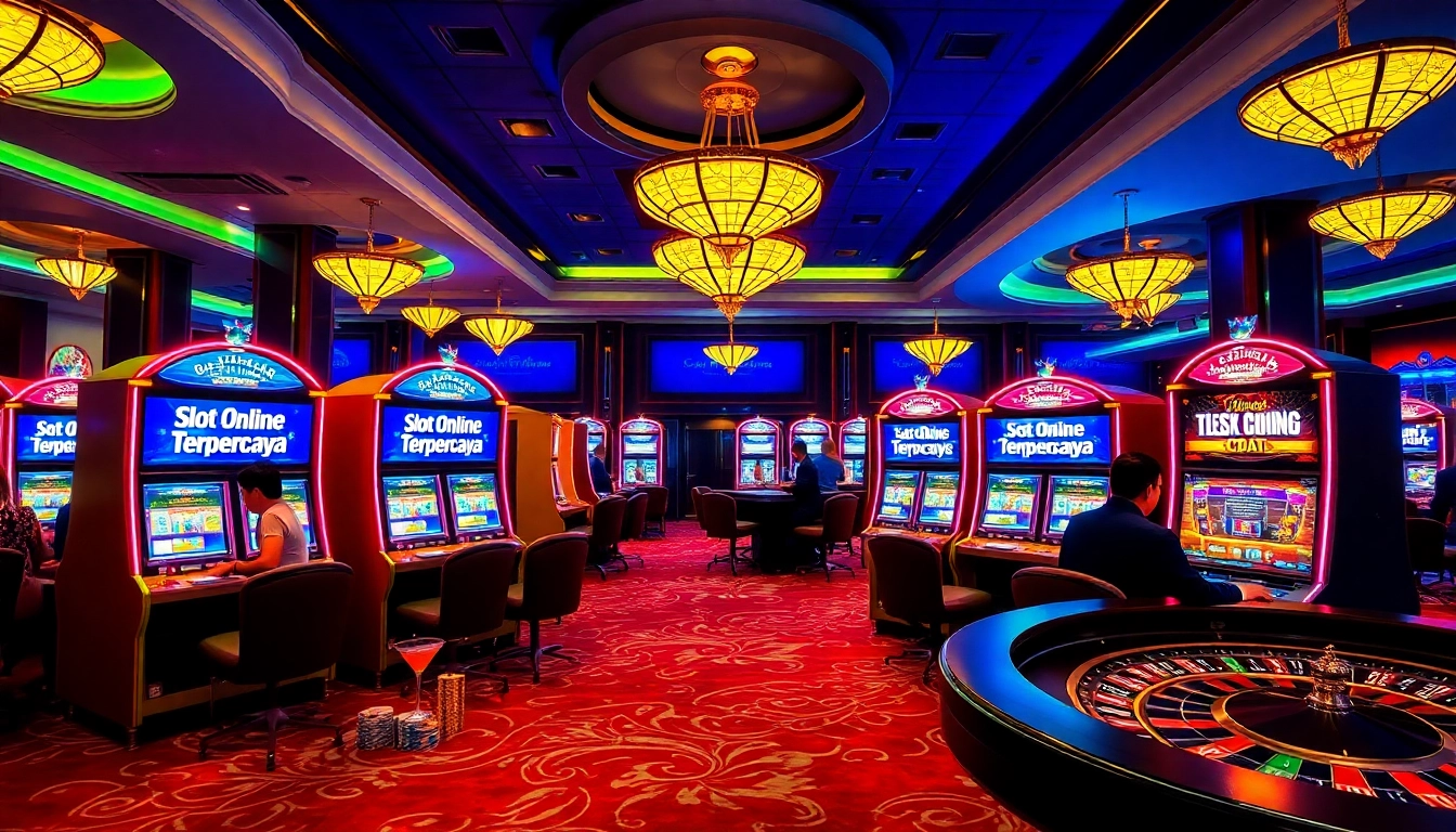 Spin and win with Slot Online Terpercaya at a luxurious casino filled with vibrant machines and exciting gameplay.