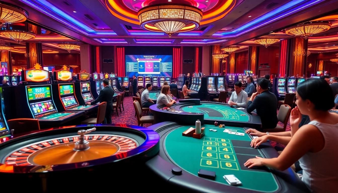 Players enjoying games at https://king88b.us.com/ in a luxurious casino environment filled with excitement.