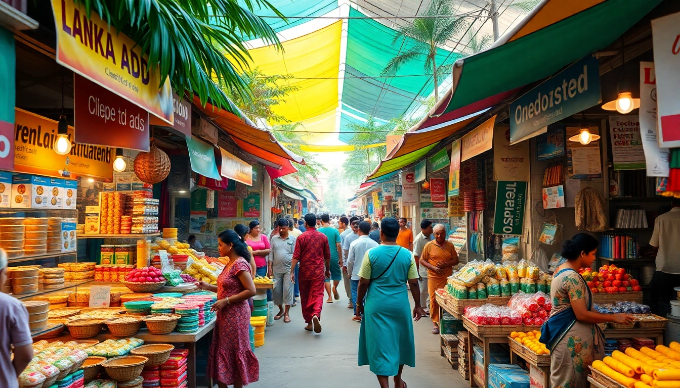 Lanka Add marketplace with vibrant stalls showcasing spa and personal services in Sri Lanka.