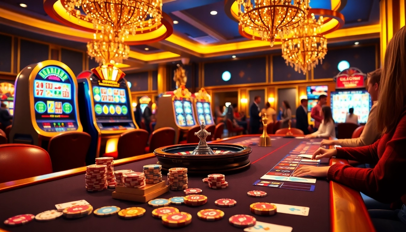 Action-packed casino scene at https://thabet.vegas/, featuring exciting gambling tables and slot machines.
