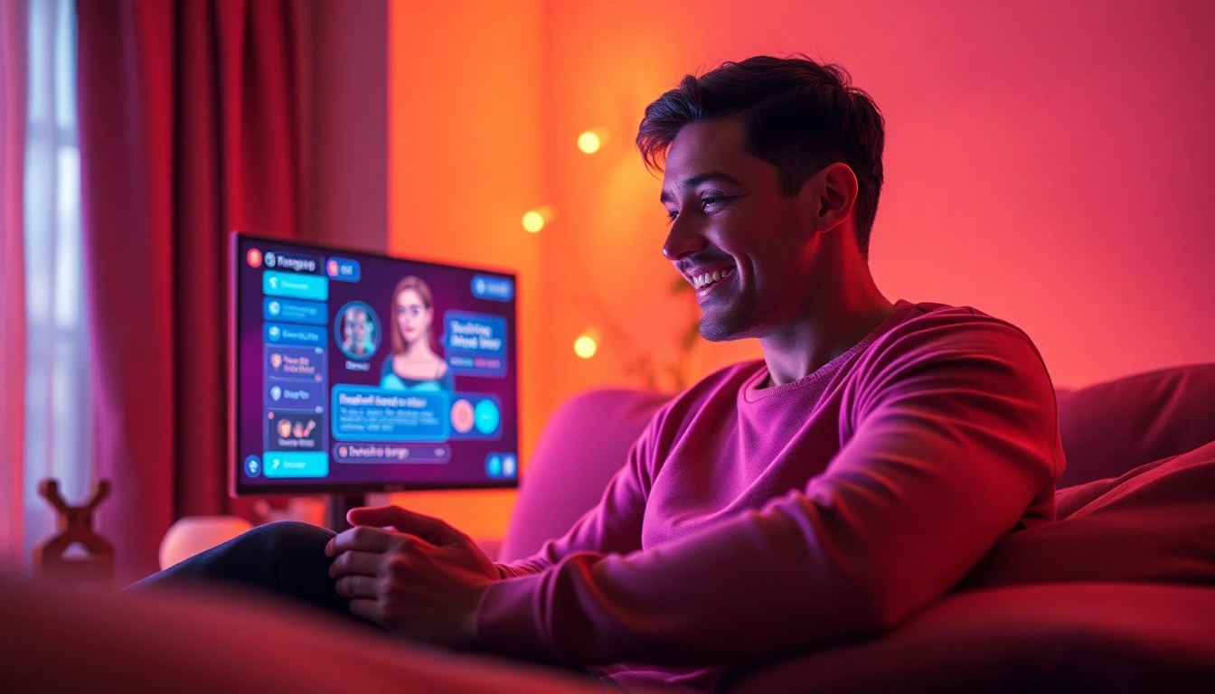 Engaging interaction with an ai sex bot in a cozy setting emphasizing comfort and technology.