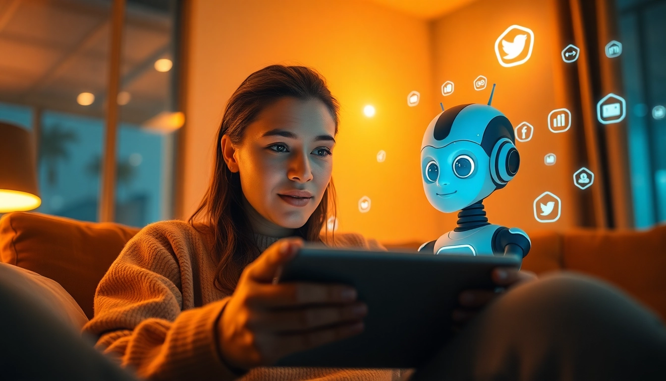 Engaging in ai sex chat with a lifelike AI chatbot in a cozy modern setting.