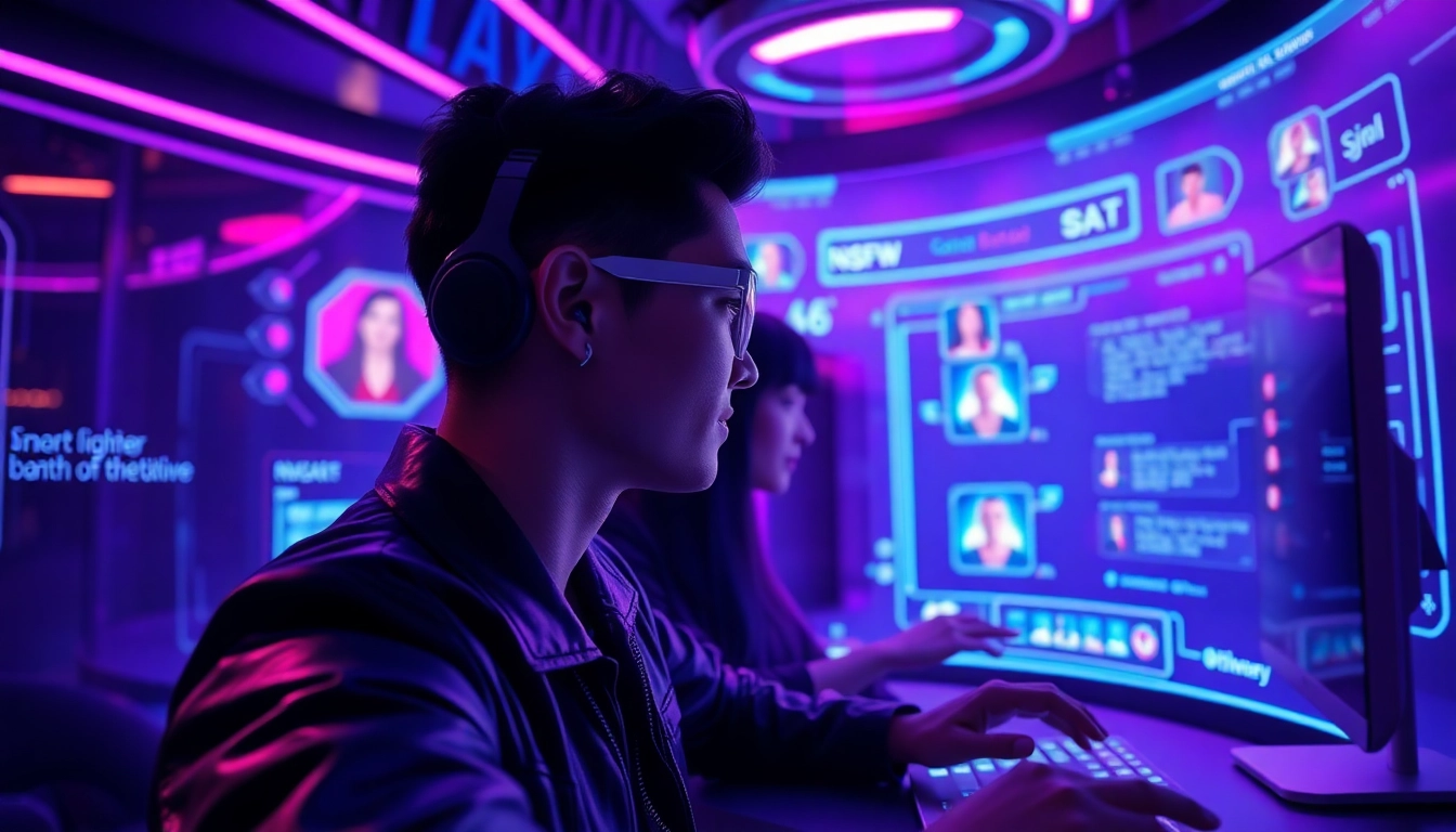 Engaging user interface featuring NSFW AI characters in a modern digital chat setting