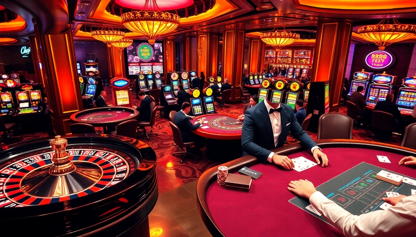 Experience RR88's vibrant casino atmosphere with thrilling games and elegant decor.