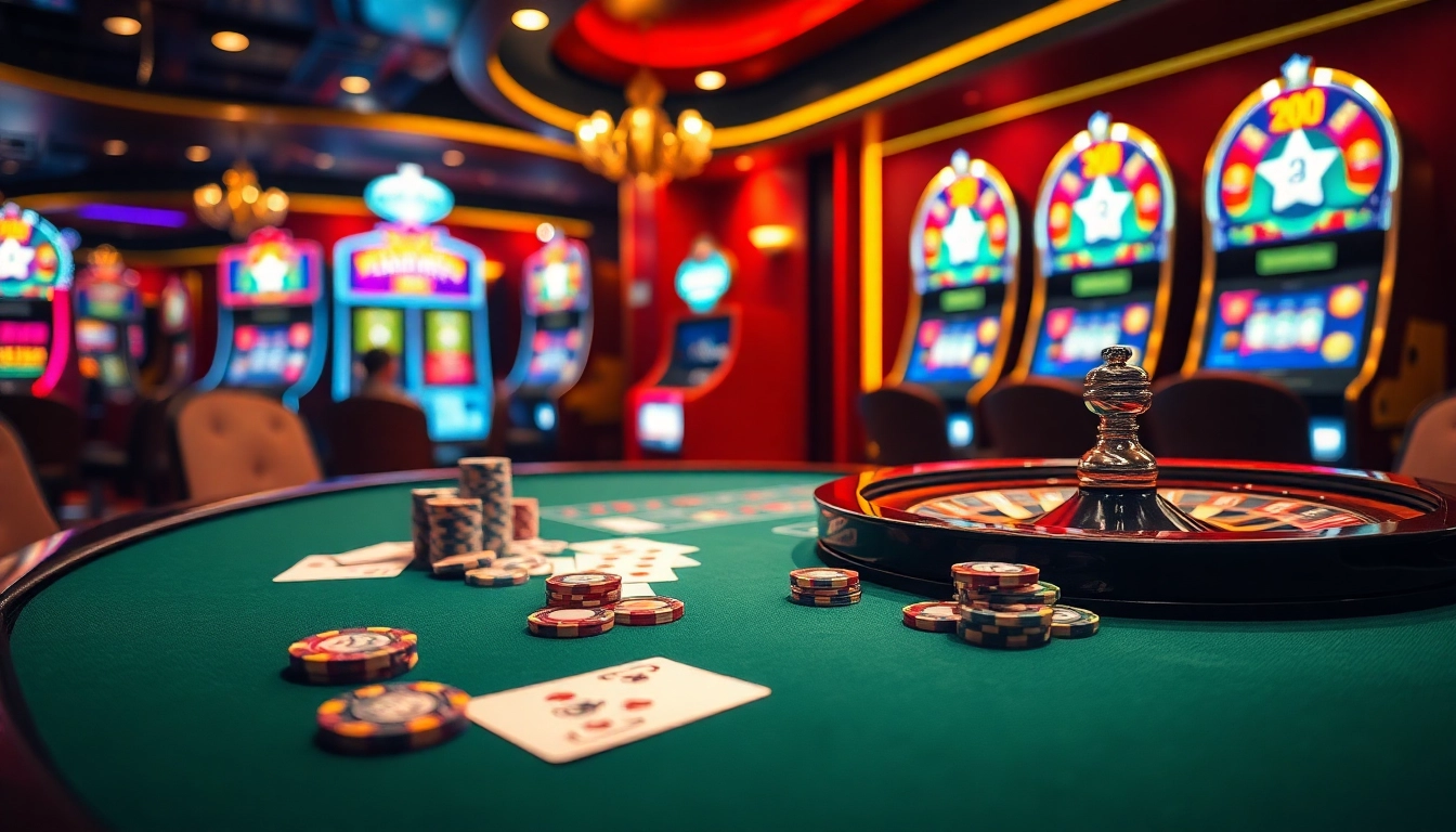 Experience thrilling casino games at mb66.nyc with vibrant gaming tables and exciting slot machines.