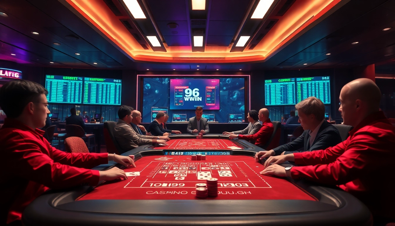 Exciting gaming experience at 98winwin.live, showcasing players at a modern gambling table.