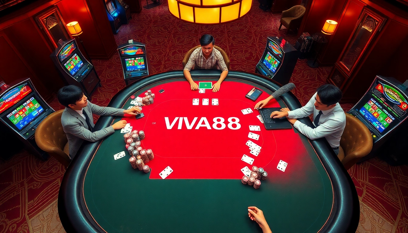 Experience thrilling gameplay at VUA88 with vibrant casino tables and exciting gambling action.