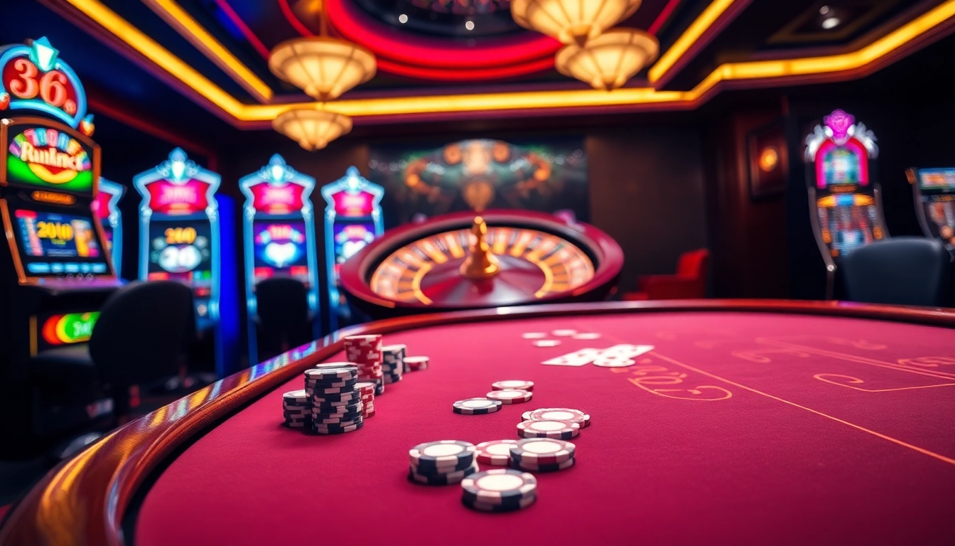 Engage in exciting poker action at https://af88.space/ with a vibrant gaming scene showcasing chips and cards.