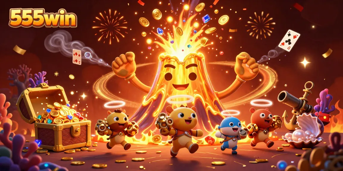 Win big with 555win playing exciting 3D cartoon games, featuring treasure-filled underwater scenes.