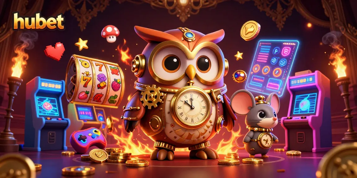 hubet slot gaming scene featuring a time-traveler owl and vibrant elements for immersive play